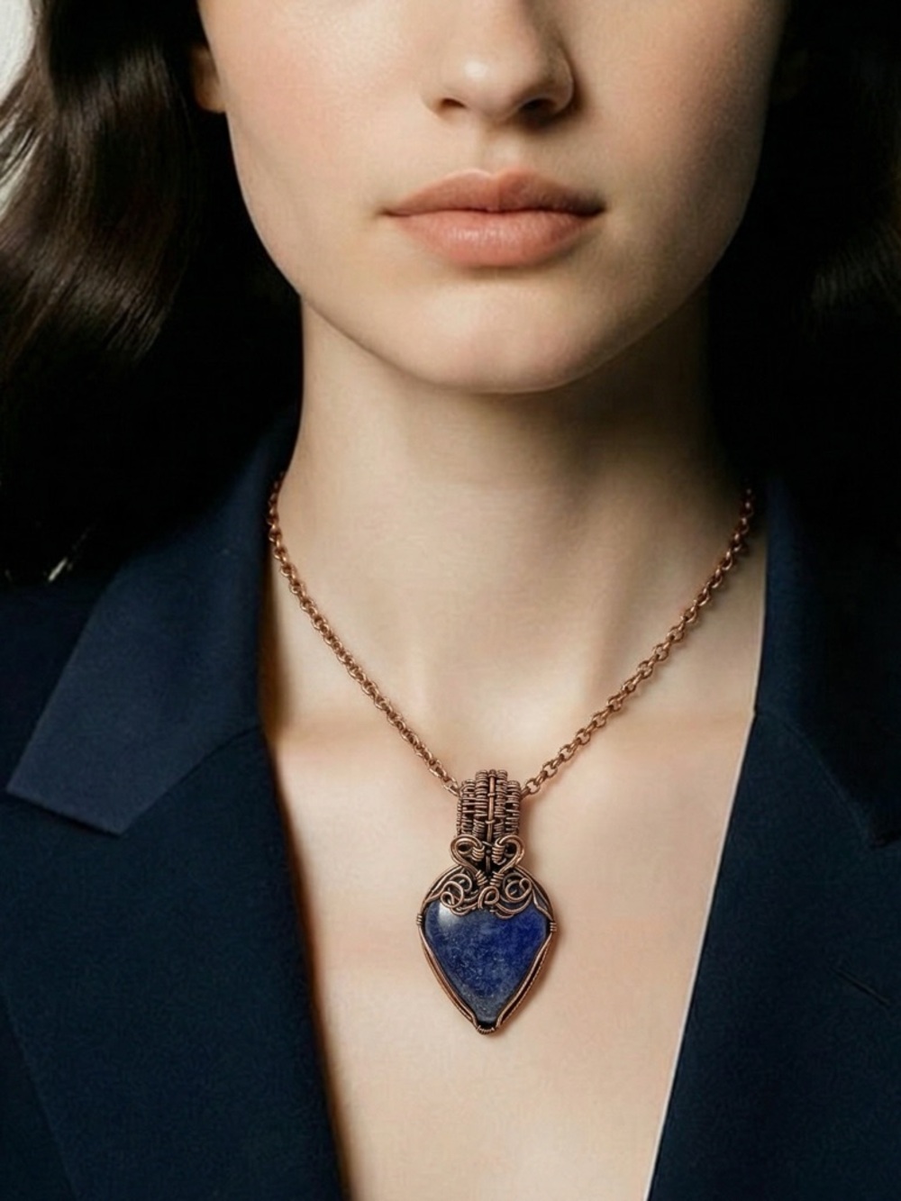 Hand Wrapped Lapis Lazuli Artisan Copper Necklace ✨ 1-of-a-kind
